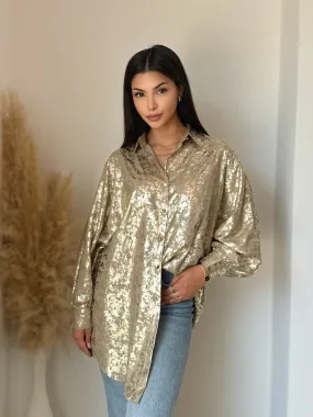 Langes Hemd mit Metallic-Print